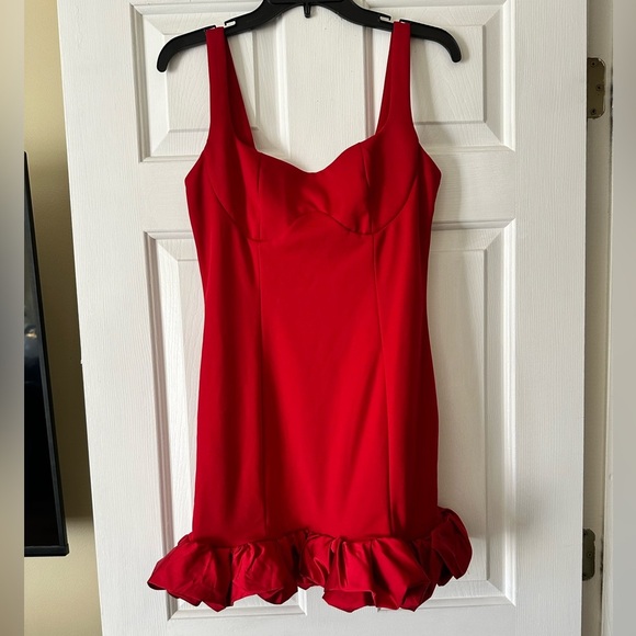 Elegant Red Mini Dress - Picture 2 of 7